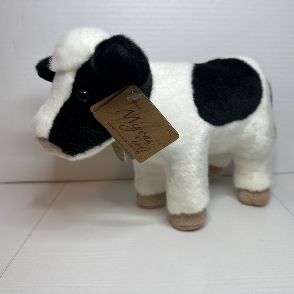Aurora World Miyoni Tots Cow 10" Plush Stuffed Animal Holstein Calf Toy Lifelike